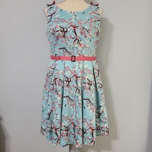 Womens Dancing Days by Banned Aqua Blossom ‎ Sleeveless Dress Medium